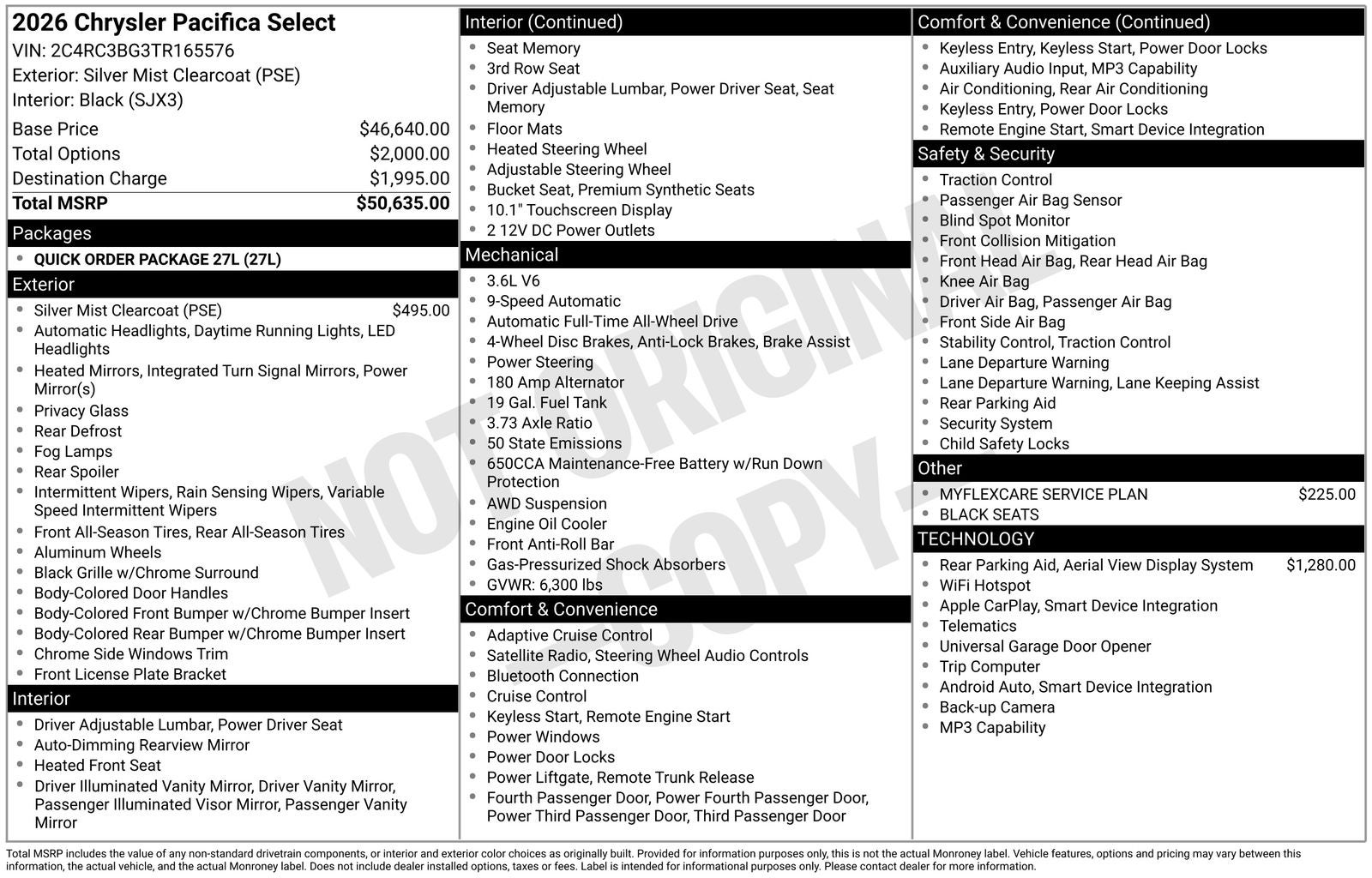 2026 Chrysler Pacifica PACIFICA SELECT AWD