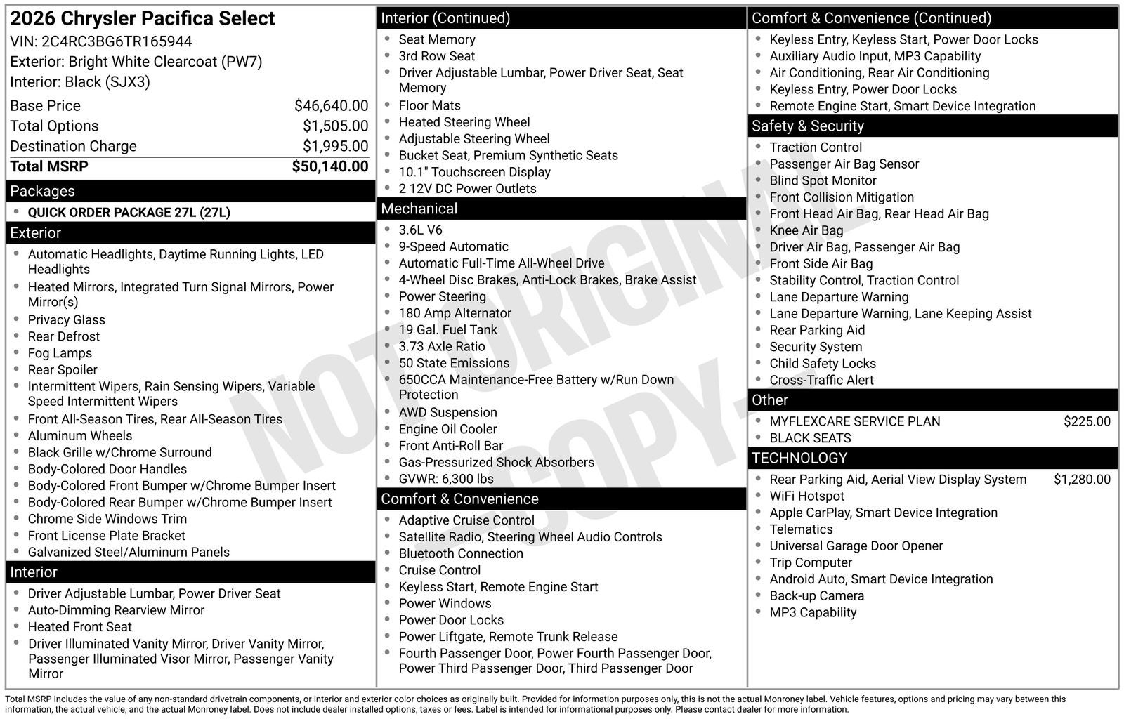 2026 Chrysler Pacifica PACIFICA SELECT AWD